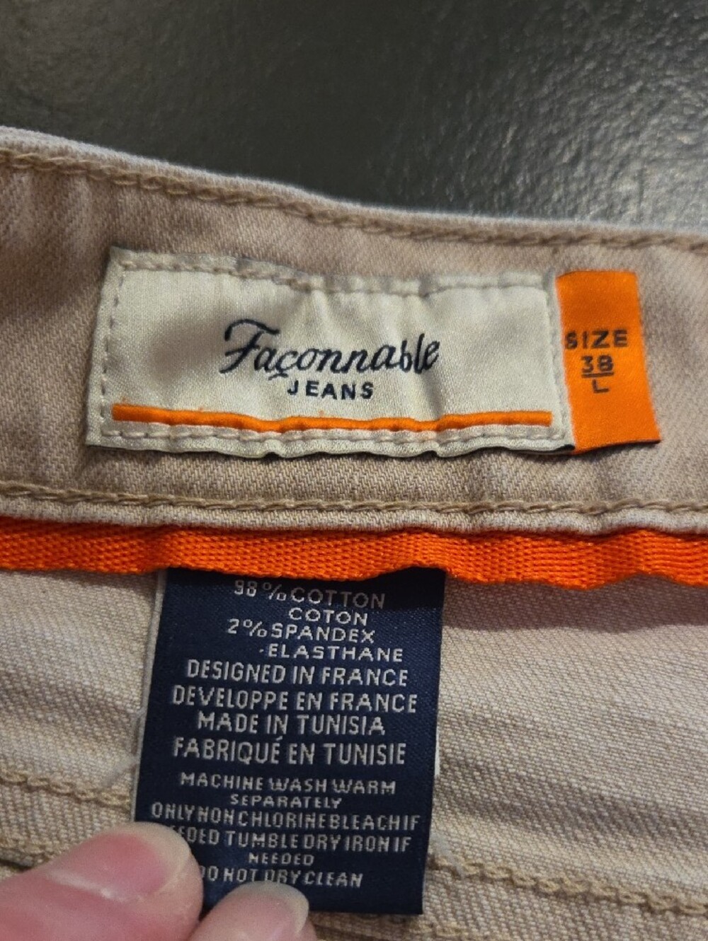 Faconnable Size 38 L (Fits A 34x36) Tan Straight-Leg Men's Jeans - Picture 3 of 3